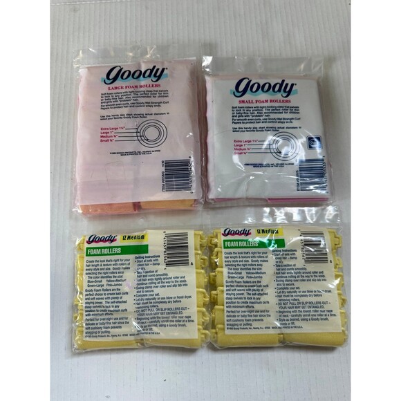 Lot of 4 Goody Vintage Sponge Foam Hair Rollers Sleep-Set Small Medium & Large - Picture 6 of 9